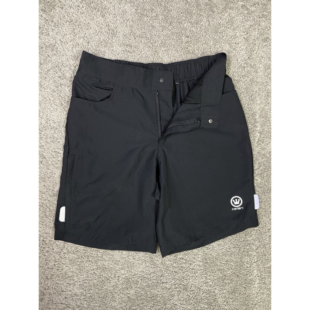Canari Cycling Shorts Men MED Black Elastic‎ Waist (30 X 12) Hiking Outdoor NEW